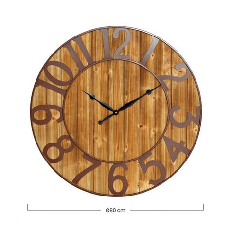 RELOJ DE PARED VINTAGE MADERA OSCURA 80CM