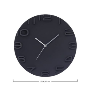 RELOJ DE PARED MODERNO 3D NEGRO 34.5CM