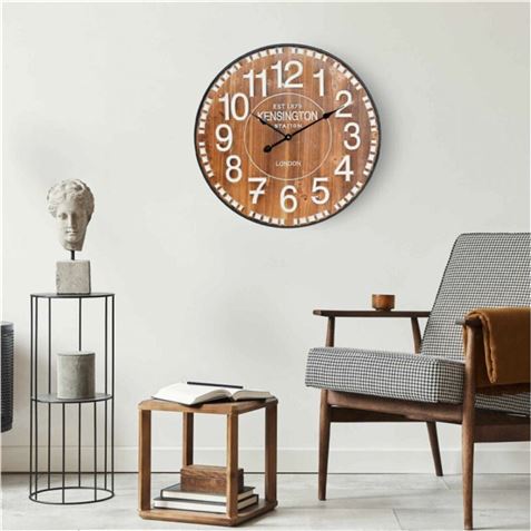 RELOJ DE PARED VINTAGE MADERA OSCURA 60CM - Imagen 2