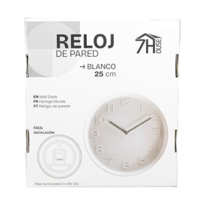 RELOJ DE PARED BLANCO 25CM SEVEN HOUSE