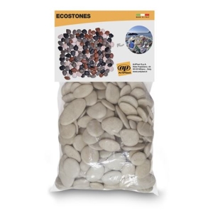 PIEDRAS DECORATIVAS JARDIN EN POLIPROPILENO REGENERADO 1KG BLANCO-GRIS CLAR