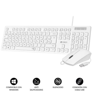COMBO TECLADO Y RATON CON CABLE BUSINESS SLIM BLANCO SUBBLIM