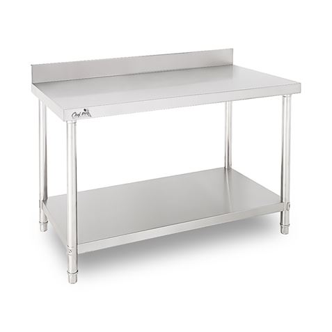 MESA DE TRABAJO ACERO INOXIDABLE 180X70X85CM CON RESPALDO CHEF PRO - Imagen 3