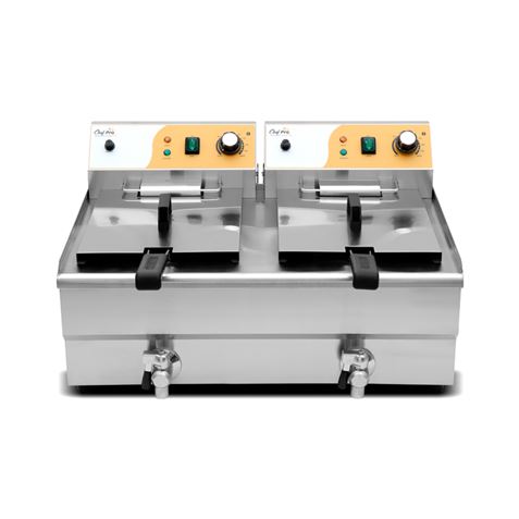 FREIDORA ELÉCTRICA PROFESIONAL 16+16 LITROS 2X3000W CHEF PRO - Imagen 2