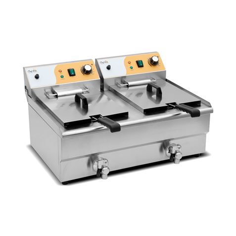 FREIDORA ELÉCTRICA PROFESIONAL 16+16 LITROS 2X3000W CHEF PRO - Imagen 3