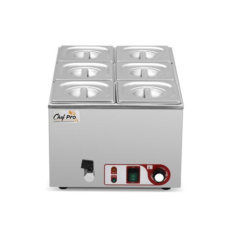BAÑO MARIA INDUSTRIAL 6 CUBETAS 1200W CHEF PRO - Imagen 2