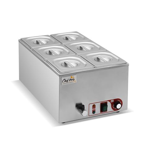 BAÑO MARIA INDUSTRIAL 6 CUBETAS 1200W CHEF PRO - Imagen 3
