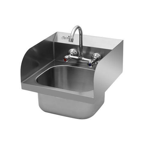 FREGADERO MURAL ACERO INOX PROFESIONAL CON GRIFO Y BACKSPLASH CHEF PRO
