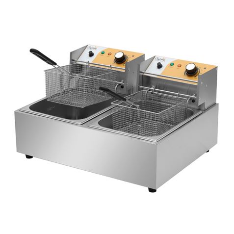 FREIDORA ELÉCTRICA PROFESIONAL DOBLE 9+9 LITROS 2X2500W CHEF PRO