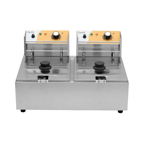 FREIDORA ELÉCTRICA PROFESIONAL DOBLE 9+9 LITROS 2X2500W CHEF PRO - Imagen 2