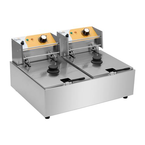 FREIDORA ELÉCTRICA PROFESIONAL DOBLE 9+9 LITROS 2X2500W CHEF PRO - Imagen 3