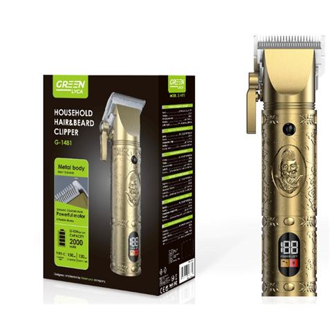 CORTAPELO BATERIA METAL BARBERO CON DISPLAY G-1481 GREEN