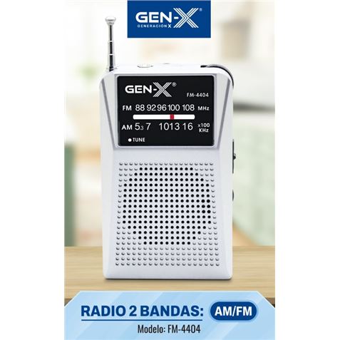RADIO PORTATIL AM/FM ANALOGICA GRIS FM-4404 GEN-X - Imagen 2