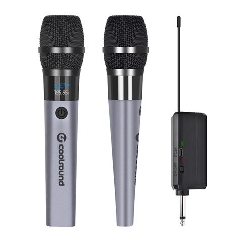 PACK 2 MICROFONOS INALÁMBRICOS UHF CON RECEPTOR Y BATERÍA COOLSOUND - Imagen 2