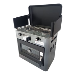 REAC COCINA 2 FUEGOS CON TAPA + HORNO DE GAS CON SISTEMA DE SEGURIDAD MUVIP