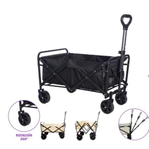 CARRO PLEGABLE DE ACERO PARA PLAYA 75X44X76 NEGRO