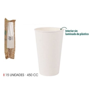 SET 15 VASO BLANCO CARTON 450CC ALGON