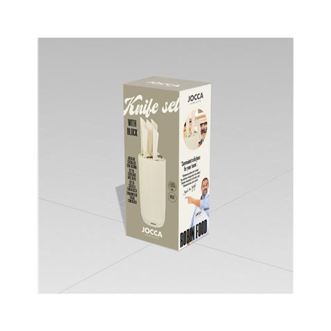 SET 5 CUCHILLOS ACERO INOXIDABLE + TACOMA CREMA JOCCA - Imagen 3