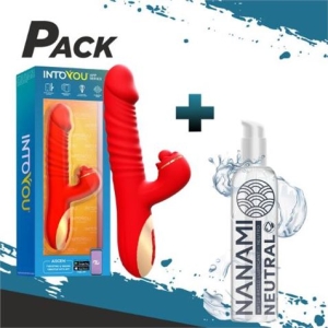 VIBRADOR DOBLE MOTOR CON ESTIMULADOR + LUBRICANTE BASE DE AGUA 150ML