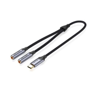 ADAPTADOR USB-C A 2 JACK 3.5 HEMBRA GRIS VENTION