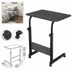 MESA NEGRA AJUSTABLE + RUEDAS 60X40X65-89CM