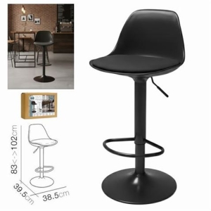 TABURETE BAR C/ RESPALDO NEGRO 38.5X39.5X83-1CM