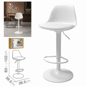 TABURETE BAR C/ RESPALDO BLANCO 38.5X39.5X83CM