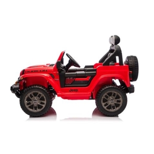 COCHE INFANTIL A BATERIA CON CONTROL REMOTO JEEP WRANGLER RUBICON ROJO