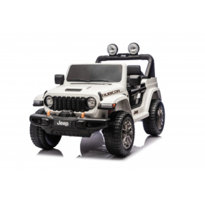 COCHE INFANTIL A BATERIA CON CONTROL REMOTO JEEP WRANGLER RUBICON BLANCO