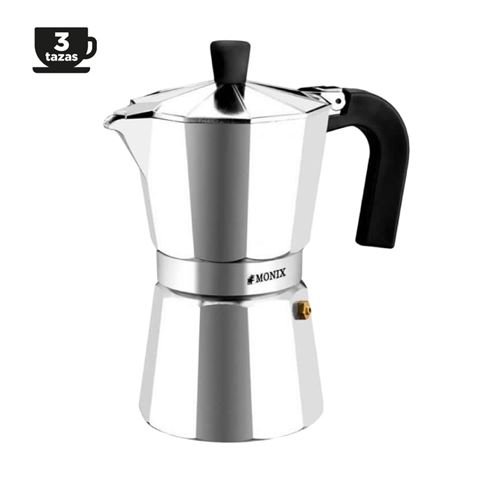 CAFETERA VITRO EXPRES 3 TAZAS ALUMINIO ANTIADHERENTE CALDERIN SIN CANTOS