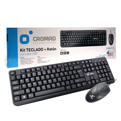 KIT TECLADO + RATÓN CON CABLE USB CROMAD - Imagen 2