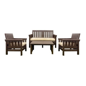 CONJUNTO DE JARDIN PALMA MARRON MESA + SOFÁ + 2 SILLAS RATAN