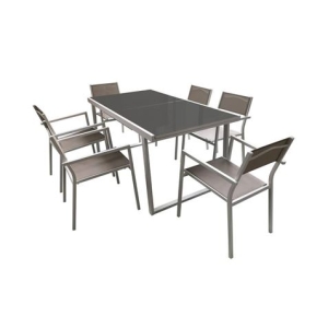 CONJUNTO ALUMINIO MESA EXTERIOR + 6 SILLAS CON BRAZOS