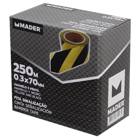 CINTA DE SEÑALIZACION NEGRO-AMARILLO 250Mtrs.X7Cm. MADER - Imagen 3