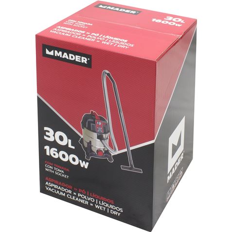 ASPIRADORA INOX POLVO-LÍQUIDOS 30 L. 1.600 W. MADER - Imagen 4