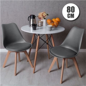 CONJUNTO COMEDOR 2 SILLAS GRISES D200 + MESA BLANCA D500 80CM MUVIP