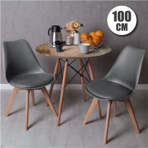CONJUNTO COMEDOR 2 SILLAS GRISES D200 + MESA ROBLE D400 100CM MUVIP