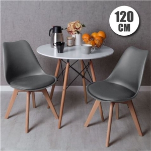 CONJUNTO COMEDOR 2 SILLAS GRISES D200 + MESA BLANCA D600 120CM MUVIP