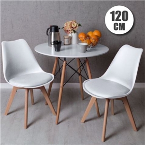 CONJUNTO COMEDOR 2 SILLAS BLANCAS D200 + MESA BLANCA D600 120CM MUVIP