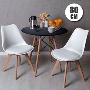 CONJUNTO COMEDOR 2 SILLAS BLANCAS D200 + MESA NEGRA D500 80CM MUVIP