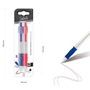 PACK 2 BOLÍGRAFOS RETRÁCTIL 1.0MM AZUL, ROJO CASTERLI
