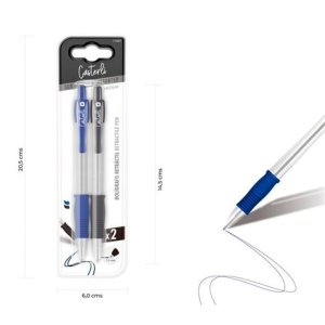 PACK 2 BOLÍGRAFOS RETRÁCTIL 1.0MM AZUL, NEGRO CASTERLI