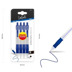 PACK 4 BOLÍGRAFOS RETRÁCTIL 1.0MM AZUL CASTERLI