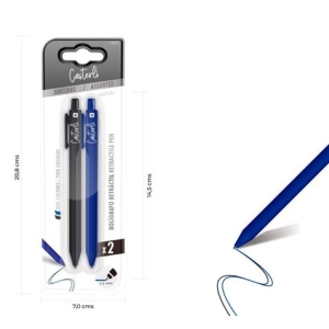 PACK 2 BOLÍGRAFOS RETRÁCTIL 1.0MM AZUL, NEGRO CASTERLI