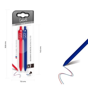 PACK 2 BOLÍGRAFOS RETRÁCTIL 1.0MM AZUL, ROJO CASTERLI