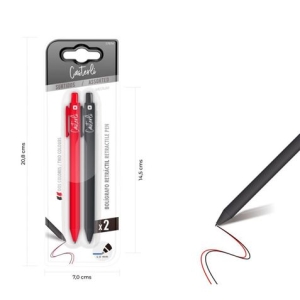 PACK 2 BOLÍGRAFOS RETRÁCTIL 1.0MM NEGRO, ROJO CASTERLI