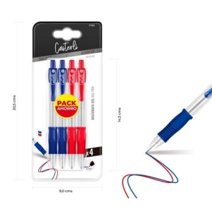 PACK 4 BOLÍGRAFOS GEL 0.7MM AZUL,ROJO CASTERLI