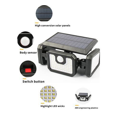 FOCO SOLAR TRIPLE CON SENSOR 800LM ELBAT - Imagen 3