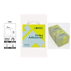 BLOC 100 NOTAS ADHESIVAS 75X75MM AMARILLO BRILLANTE CASTERLI