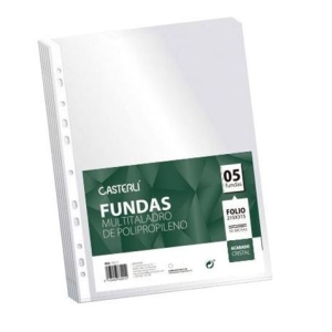 BOLSA DE 5 FUNDAS FOLIO 90 MICRAS ACABADO CRISTAL CASTERLI